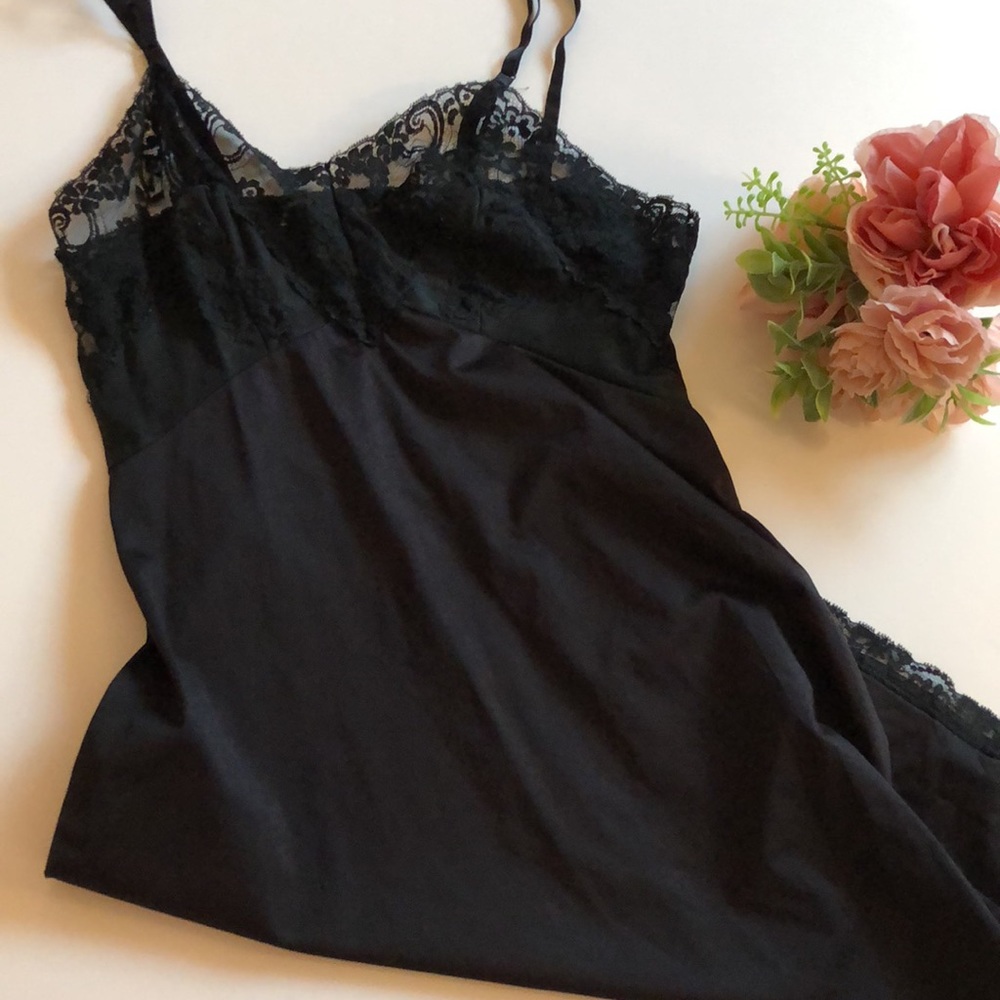 Black Lace Slip Gaymode black negligee pennys 36 Average Blacke Lace Vintage JCP